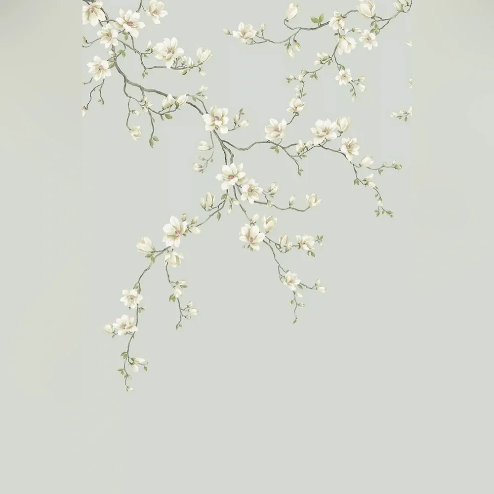 Anthropologie Ash Miyabi Bloom Unpasted 3 Panel Floral Light Blue Mural NWOT
